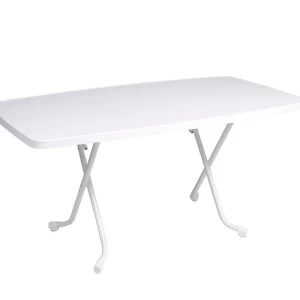 Bon Marché Table de jardin pliante GUERIDON COLA acier blanc 150 x 90 cm, Livraison à domicile incluse - PROLOISIRS