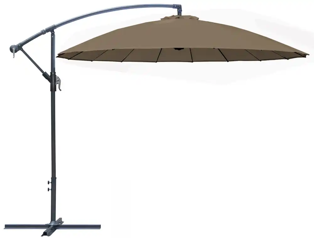Parasol déporté pagode diamètre 3 m taupe PROLOISIRS Livraison à domicile incluse Prix Cassé