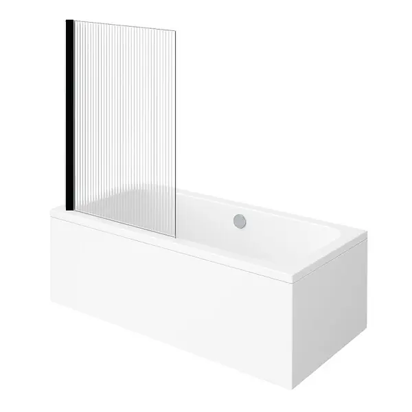Baignoire droite Architectura acrylique 170 x 80 cm + Pare bain gauche AURYS Raywall Noir mat VILLEROY ET BOCH Vente Directe