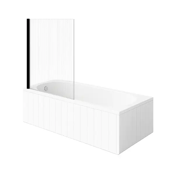 Baignoire droite O.Novo 160 x 70 cm Blanc + Pare Bain gauche AURYS Raywall noir mat VILLEROY ET BOCH Offre Spéciale