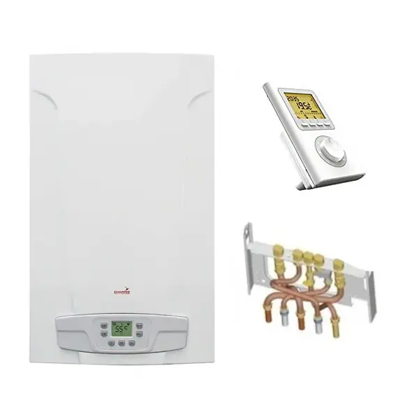 Dernier Modèle Chaudière Gaz BasNox Luna ST Blue Compact 2.24 Chappée 24 kW / Cheminée Complète (Douilles + Dosseret) avec Thermostat Filaire CHAPPEE