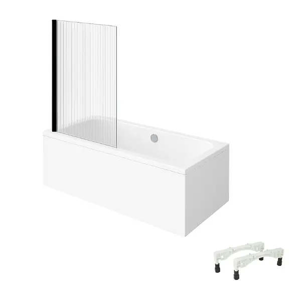 Paiement Sécurisé Baignoire droite Architectura avec pieds acrylique 170 x 80 cm + Pare bain gauche AURYS Raywall Noir mat VILLEROY ET BOCH