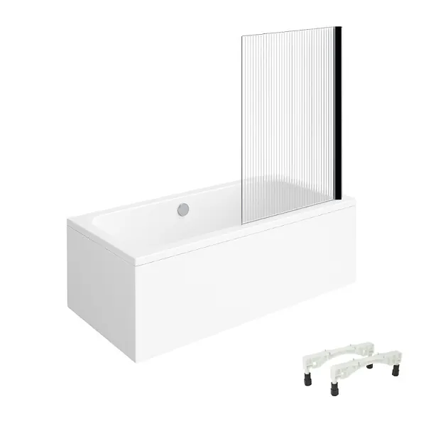 Offre Exclusive Baignoire droite Architectura avec pieds acrylique 170 x 80 cm + Pare bain droite AURYS Raywall Noir mat VILLEROY ET BOCH
