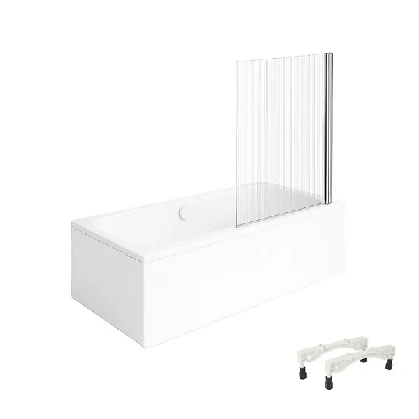 Baignoire droite Architectura avec pieds 170 x 75 cm Blanc + Pare bain droite AURYS Raywall chromé VILLEROY ET BOCH Commander Vite