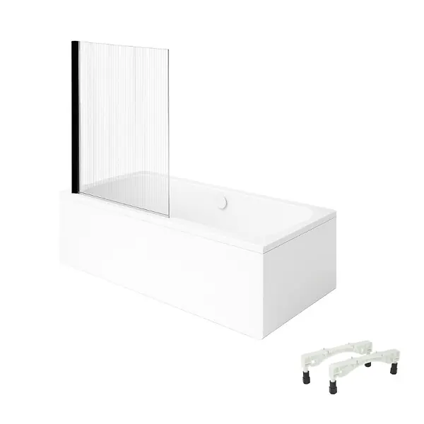Affaire À Saisir Baignoire droite Architectura avec pieds 180 x 80 cm Blanc + Pare bain gauche AURYS Raywall Noir mat VILLEROY ET BOCH