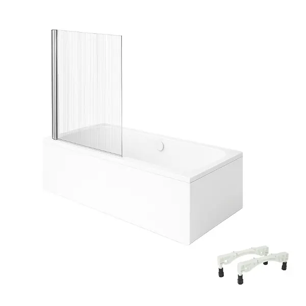 Baignoire droite Architectura avec pieds 180 x 80 cm Blanc + Pare bain gauche AURYS Raywall chromé VILLEROY ET BOCH Quantité Limitée
