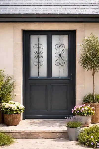 Promotion Saisonnière Porte d‘entrée Bois Vitrée Sobra, H215 x L90 cm Côte Tableau p.Gauche GD MENUISERIES