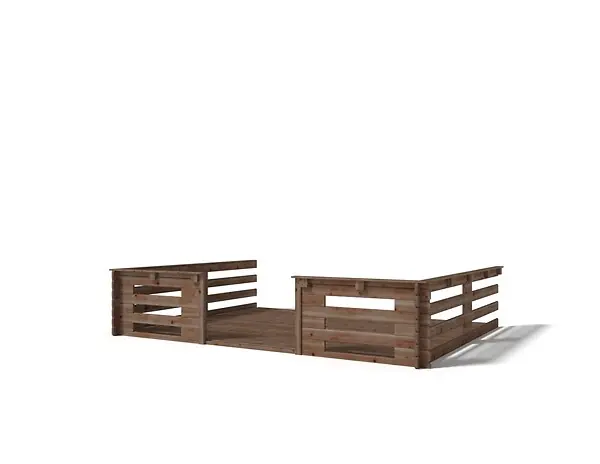 Terrasse en bois avec balustrade pour abri en bois - 12m2 - 4m x 3m - imprégnée - couleur marron - DOM542 ALTANKA Vente Directe