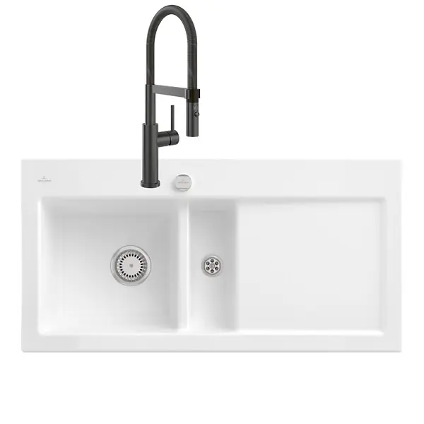 Evier Subway Pure 60 égouttoir à droite vidage auto + Robinet de cuisine Steel Expert 2.0 Anthracite VILLEROY ET BOCH Haute Qualité