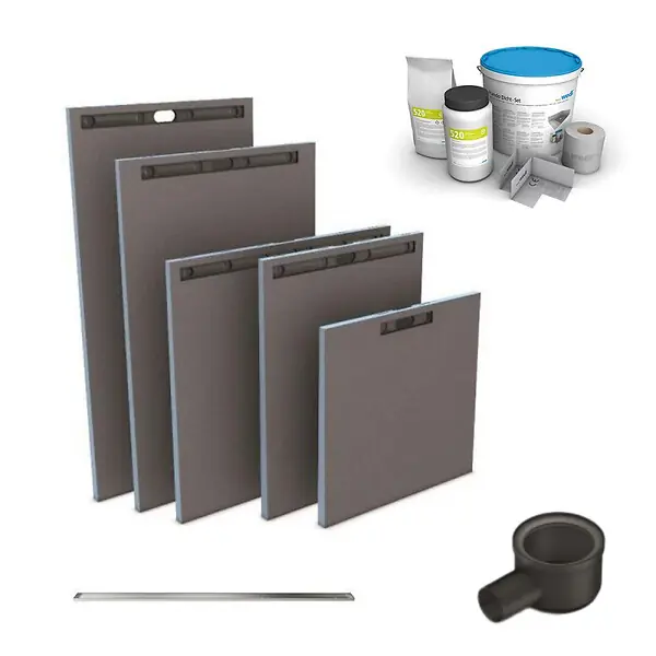 Receveur à carreler Fundo Riolito Neo + barrette de finition + bonde horizontal + kit d‘étanchéité 160 x 100 cm WEDI Réduction