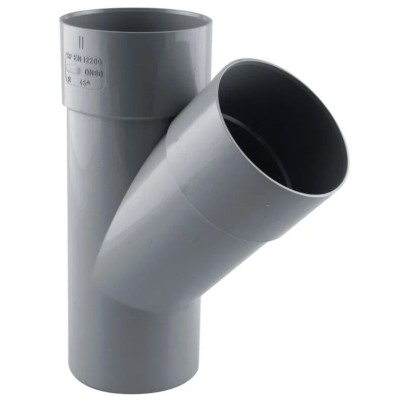 Culotte de descente 45° Ø80 mâle/femelle gris - FITT Satisfait Ou Remboursé