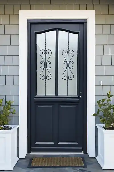 Paiement Sécurisé Porte d‘entrée Bois Vitrée Sanna, H215 x L90 cm Côte Tableau p.Gauche (Poignée, Barillet ref N158RPL -IN158RCI) GD MENUISERIES