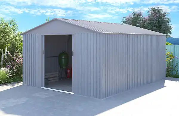 Abri de jardin métal SU 12.78m² - Gris bois vieilli CHALET & JARDIN Acheter Direct