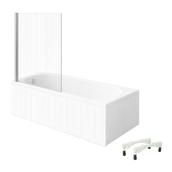 Baignoire droite avec pieds 170 x 75 cm O.Novo Blanc + Pare Bain gauche AURYS Raywall chromé VILLEROY ET BOCH Commander Maintenant