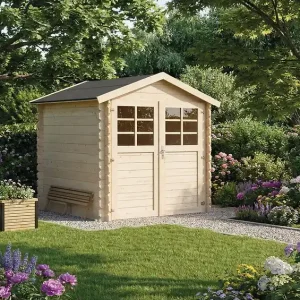 Abri jardin bois madriers emboiter - L.198xH.218xP.198cm SOLID Retour Gratuit