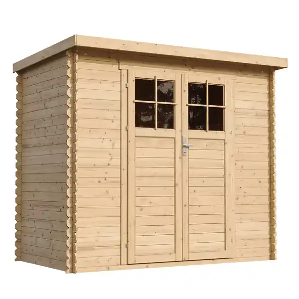 Abri de jardin en bois - H200 x l239 x L142 cm / 2.63 m2 AVEC SOL TRAITÉ - M310F+M310G TIMBELA Soldes