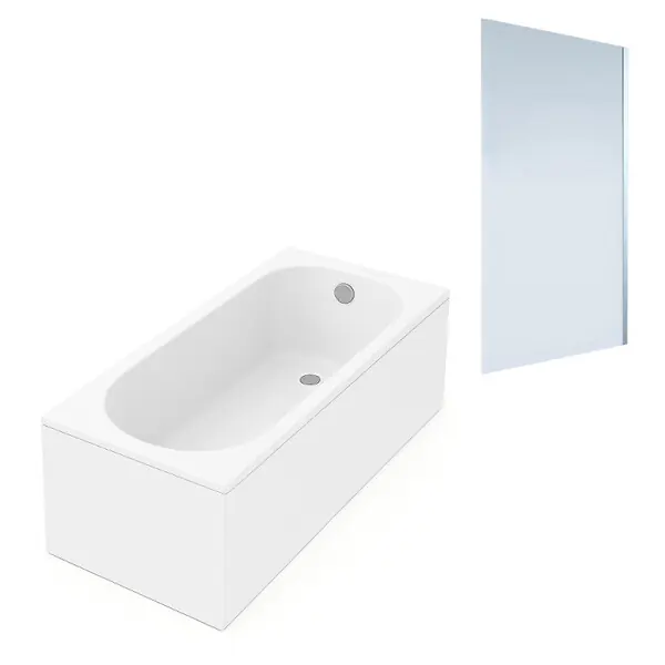 Baignoire droite Oberon quaryl 170 x 70 cm + Pare bain droite AURYS Mist 1 chromé VILLEROY ET BOCH Satisfait Ou Remboursé