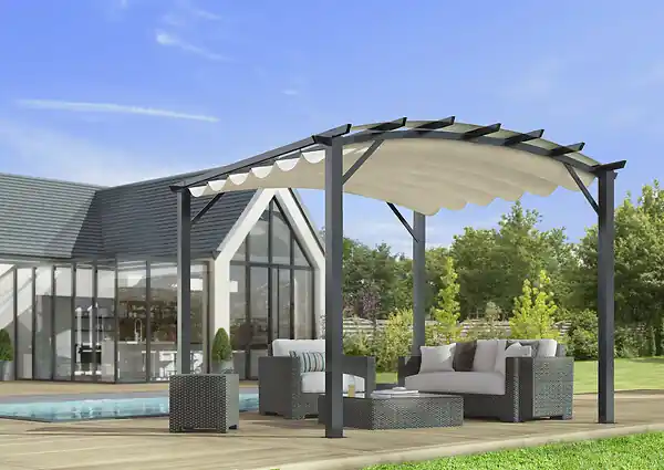 Pergola arche aluminium - Anthracite - L.340xH.259xP.330cm HABRITA Promotion