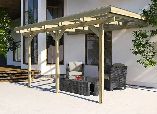 Must-Have Pergola adossée en bois 671 T3 - L.424xH.271xP.306cm WEKA