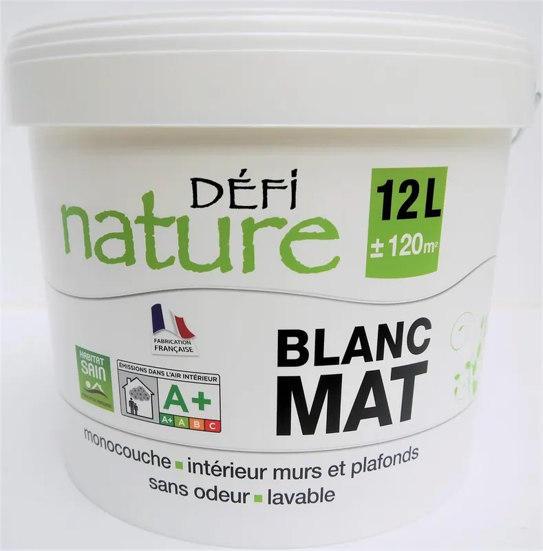 Affaire À Saisir Peinture naturelle monocouche blanc mat 12 l - DEFI NATURE