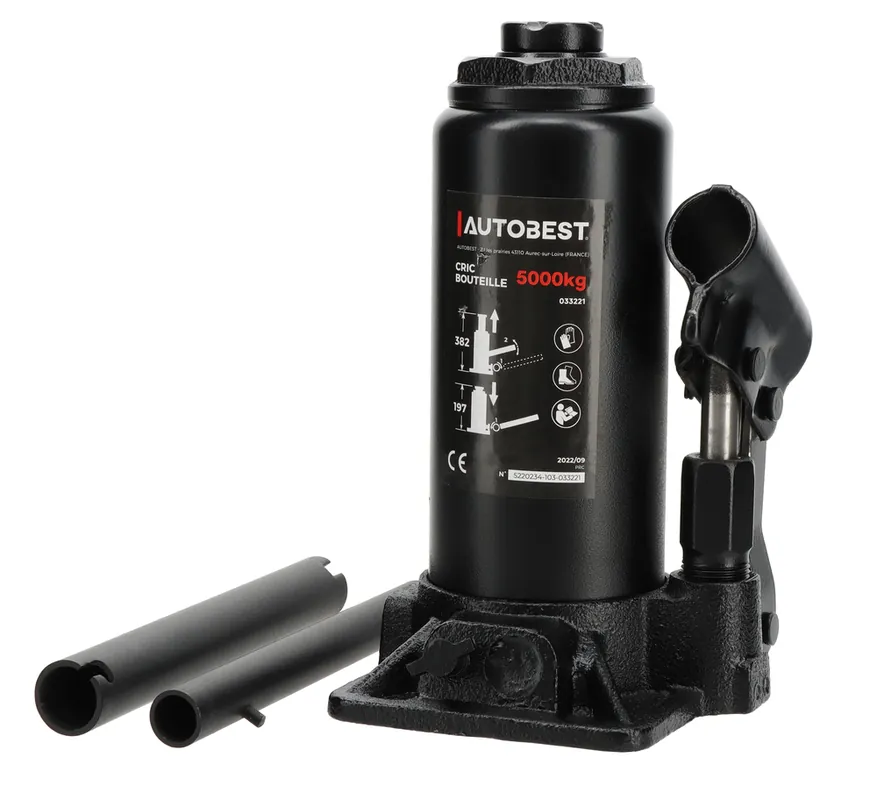 Cric de levage hydraulique forme "bouteille" 5 tonnes AUTOBEST Retour Gratuit