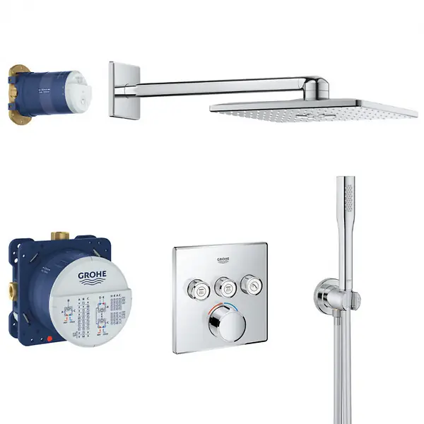 Grohe Grohtherm SmartControl Set de douche tout en 1 avec douche de tête 31cm + Douchette 1 jet, Chrome (34712000-310STICK) Retour Gratuit