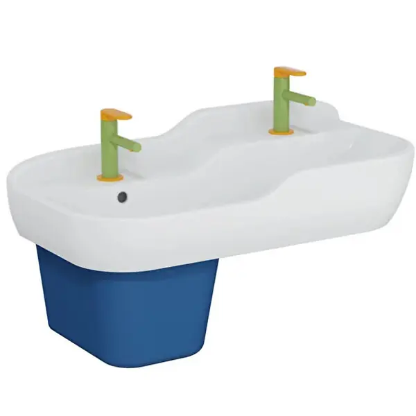 Affaire À Saisir Pack lavabo pour enfant VitrA Sento Kids 85 cm + cache siphon + Mitigeur lavabo jaune et vert
