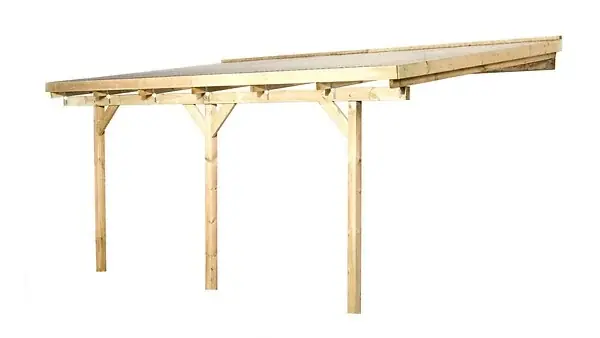Carport en bois Adossé 671 T2 - L.427xP.279cm WEKA Bon Plan
