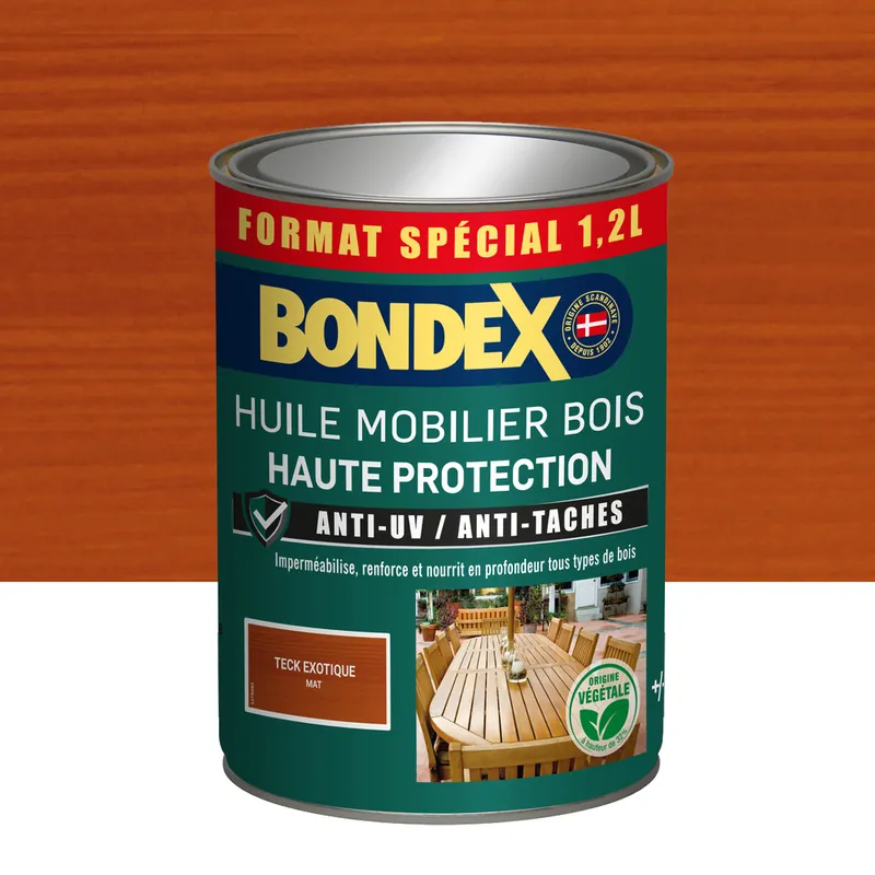 Bondex - Huile Mobilier Bois - Mat - 1,2L - Teck Commander Maintenant