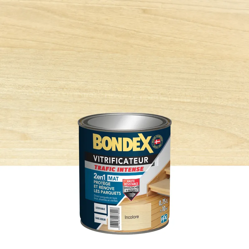 Réduction Vitrificateur Trafic Intense - Mat - 0,75L - Incolore - BONDEX