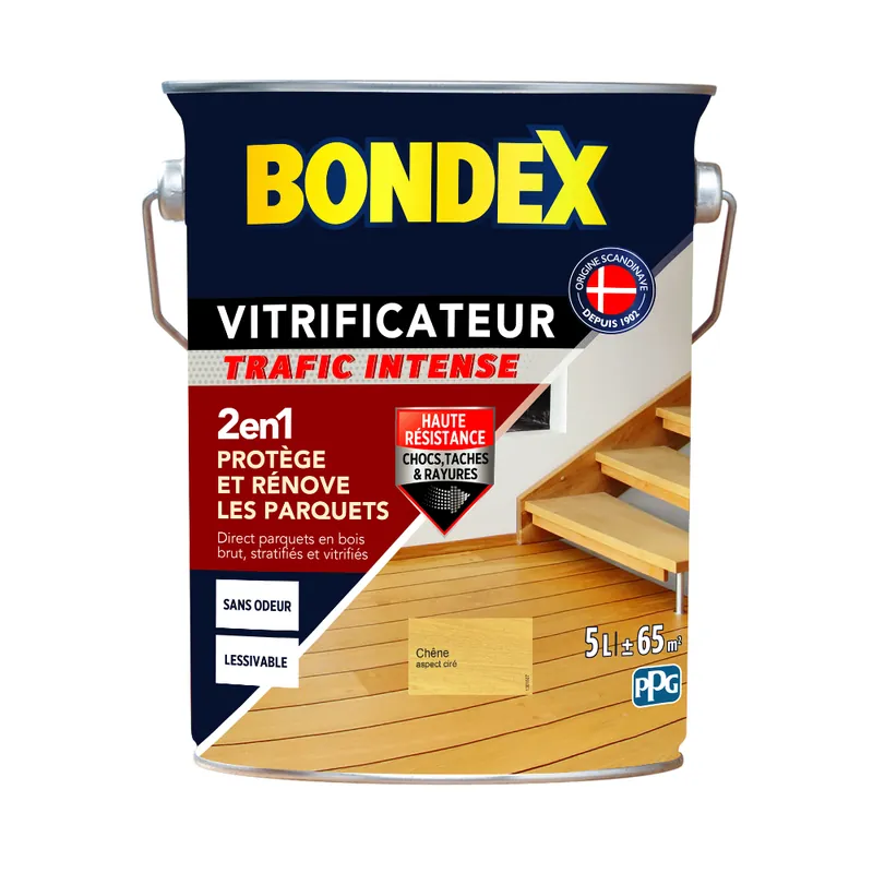 Réduction Vitrificateur Trafic Intense - Satin - 5L - Chêne Ciré - BONDEX