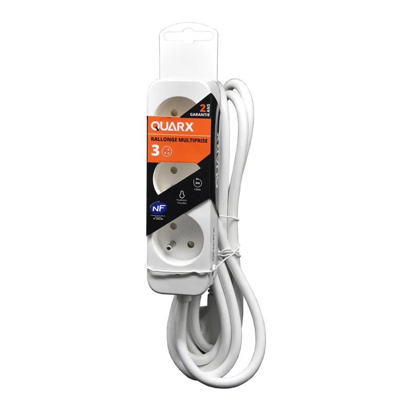 Multiprise 3 prises 3m blanc QUARX Meilleure Vente