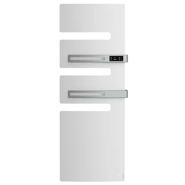 Nouvel Arrivage Sèche-serviettes connecté Serenis Premium mât à droite 750W + soufflerie 1000W blanc carat - ATLANTIC - 850659