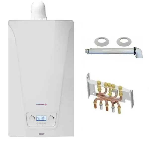Certifié Chaudière Gaz Murale Condensation Accea Chappée 29 kW Complète (Ventouse + Douilles + Dosseret) CHAPPEE