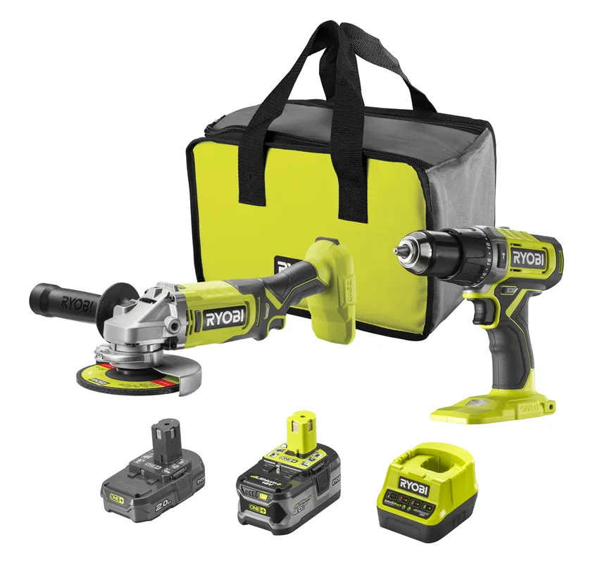 Bon Plan Perceuse visseuse + meuleuse sans fil 18 V ONE+ RCK182-242S (2 batteries) - RYOBI
