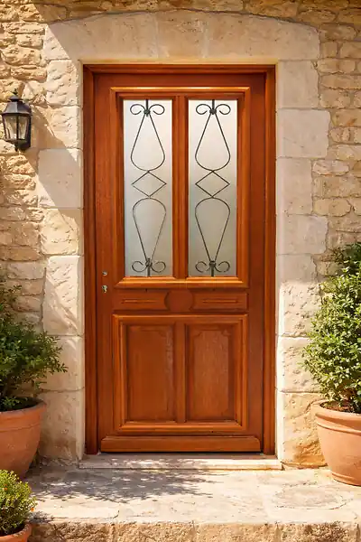 Porte d‘entrée Bois Vitrée Baya, H215 x L90 cm Côte Tableau p.Droit GD MENUISERIES Offre Limitée