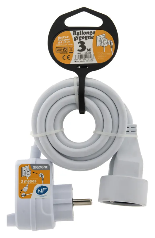 Rallonge électrique 3m blanc ZENITECH Achat Immédiat
