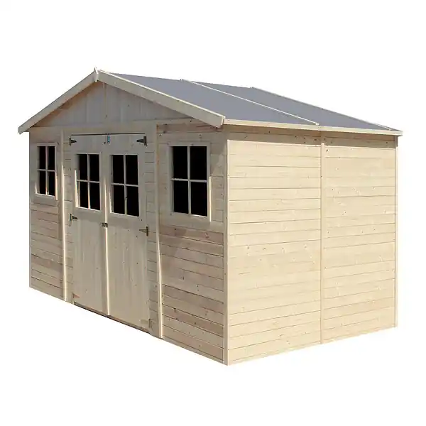 Abri de Jardin en Bois Naturel - H246x418x220 cm /8 m² - M332 TIMBELA Bon Plan