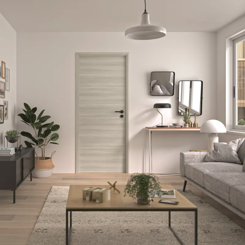 Acheter Direct Bloc-porte fin de chantier réversible H.204 x l.83 cm chêne gris clair BILBAO 2 - OPTIMUM