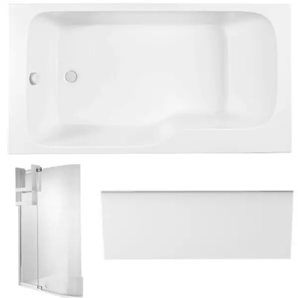 Pack baignoire bain douche 160 x 85 Malice version gauche + tablier en niche + pare bain + étagère pour pare bain JACOB DELAFON Expédition Rapide
