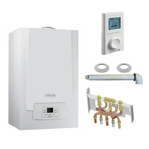 Chaudière Gaz Condensation MPX MI Slim De Dietrich 29 kW Complète (DOSSERET + DOUILLES + VENTOUSE) avec thermostat filaire Prix Promo