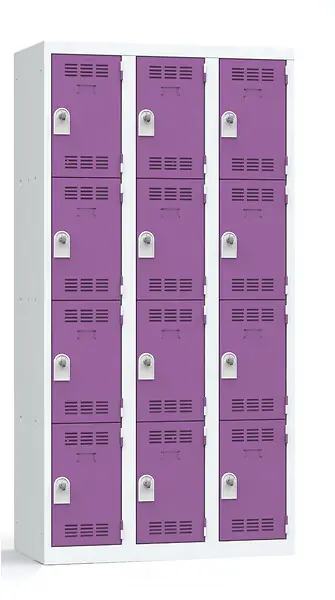 Vestiaire 12 cases en acier - Gris perle et prune - 180cm P.HENRY Prix Réduit