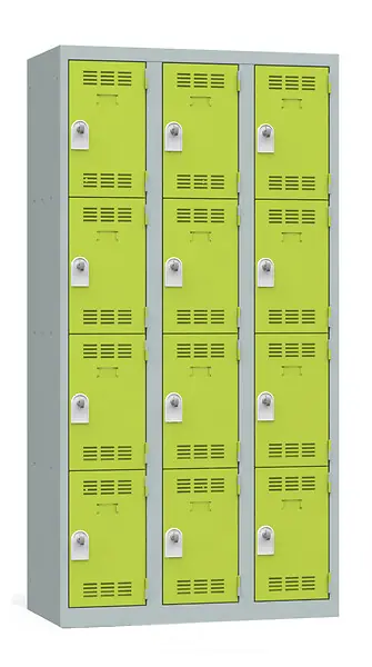 Bon Plan Vestiaire 3 colonnes 4 cases acier gris perle anis P.HENRY