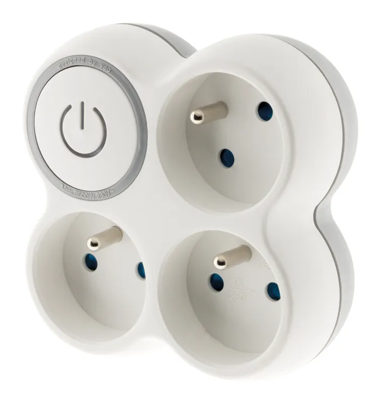 Prix Cassé Multiprise murale 3 prises ou triplite avec interrupteur blanc ZENITECH
