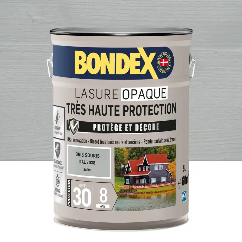 Bondex - Lasure Opaque - 8 ans - ind 30 - sat - 5l - gr souris ral7038 Petit Prix