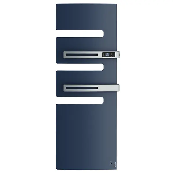 Offre Limitée Sèche-serviettes connecté Serenis Premium mât à droite 750W + soufflerie 1000W bleu profond - ATLANTIC - 850671