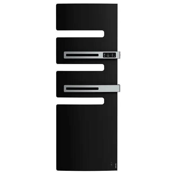 Authentique Sèche-serviettes connecté Serenis Premium mât à droite 750W + soufflerie 1000W noir - ATLANTIC - 850661