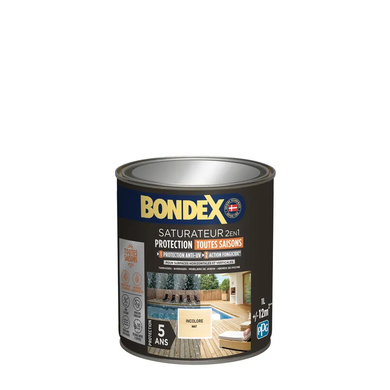 Saturateur 2 en 1 protection 5 ans incolore mat 1L BONDEX Soldes