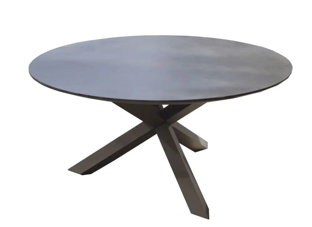 Offre Du Jour Table de jardin fixe FERRONE céramique verre imprimé 3D gris ronde ø 150 cm - PROLOISIRS