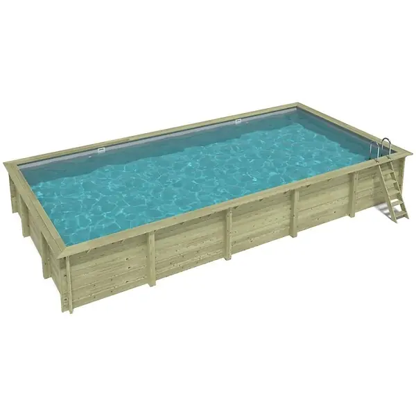 Piscine hors sol en bois AQUA 10.2 x 5.2 - H.1.45 m, gris clair, fixations à visser - BAS7310OSPL2 ALTANKA Affaire À Saisir